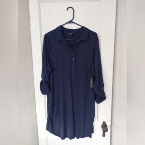 NWT Liverpool Los Angeles XL Popover Shirtdress Cosmic Navy